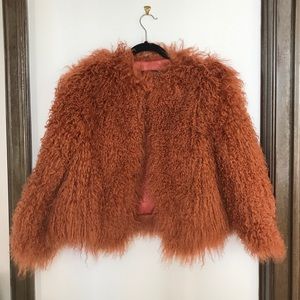 100% Mongolion Curly Fur Short Coat BNWT